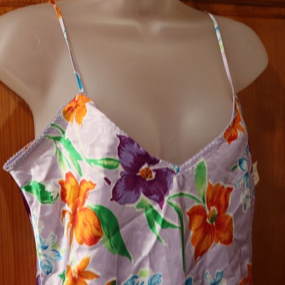 Jaclyn Smith Lavender Floral Satin Nightgown NOS Medium - Picture 3 of 15